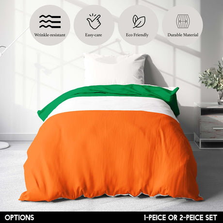 Ireland Flag Irish Tricolour Single Size Bed Duvet Cover Quilt + Pillowcase