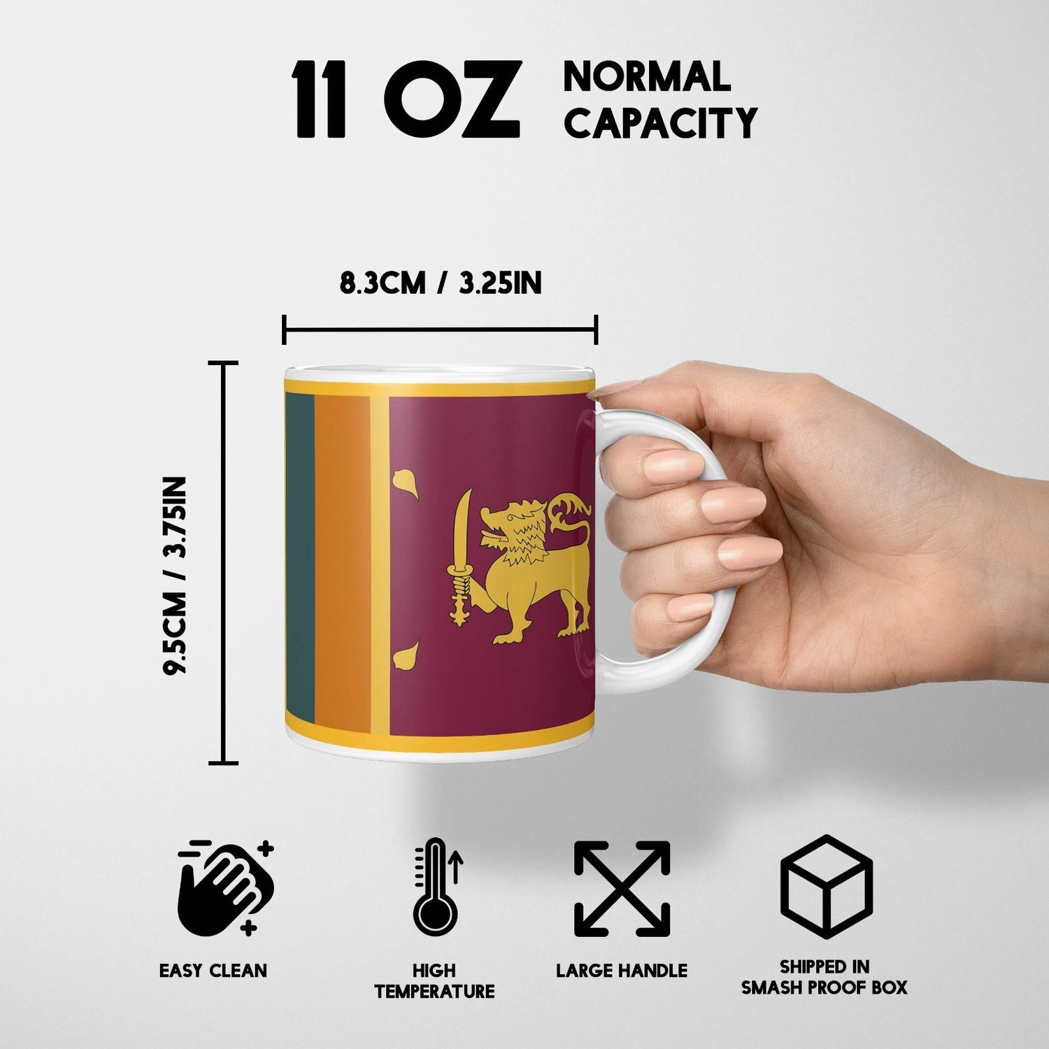 Sri Lanka Flag Design Coffee Tea Mug Cup Set Coaster Gift Him Her Custom Made