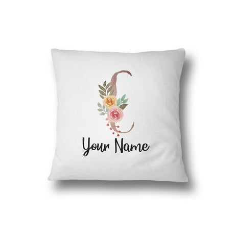 Personalised Floral Watercolour Hand Paint Effect Alphabet Floral Name Cushion