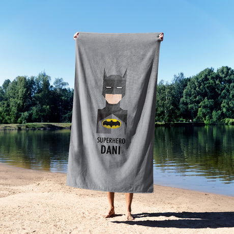 Superhero Personalised Name Custom Colour Kids Absorbent Beach Bath Sheet Towel