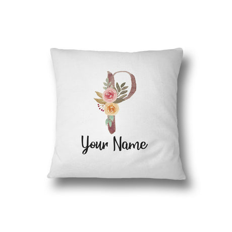 Personalised Floral Watercolour Hand Paint Effect Alphabet Floral Name Cushion