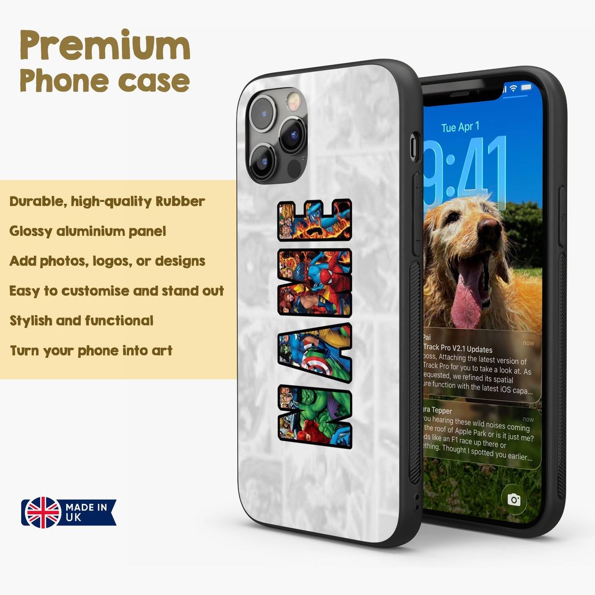 Superhero Design Kids Cool Personalised Custom Cover - Printed iPhone Black Case