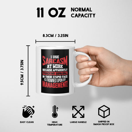 Sarcasm at Work Rude Cheeky Funny Gift Coffee Tea Mug + Coaster Option Him Her