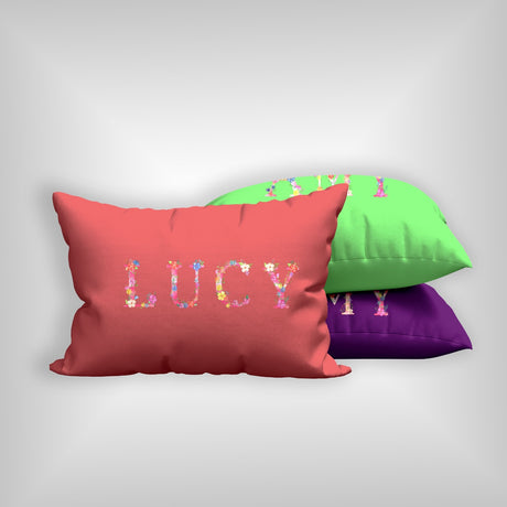 Personalised Pink Floral Alphabet Font Customised Printed Soft Pillowcase Pillow