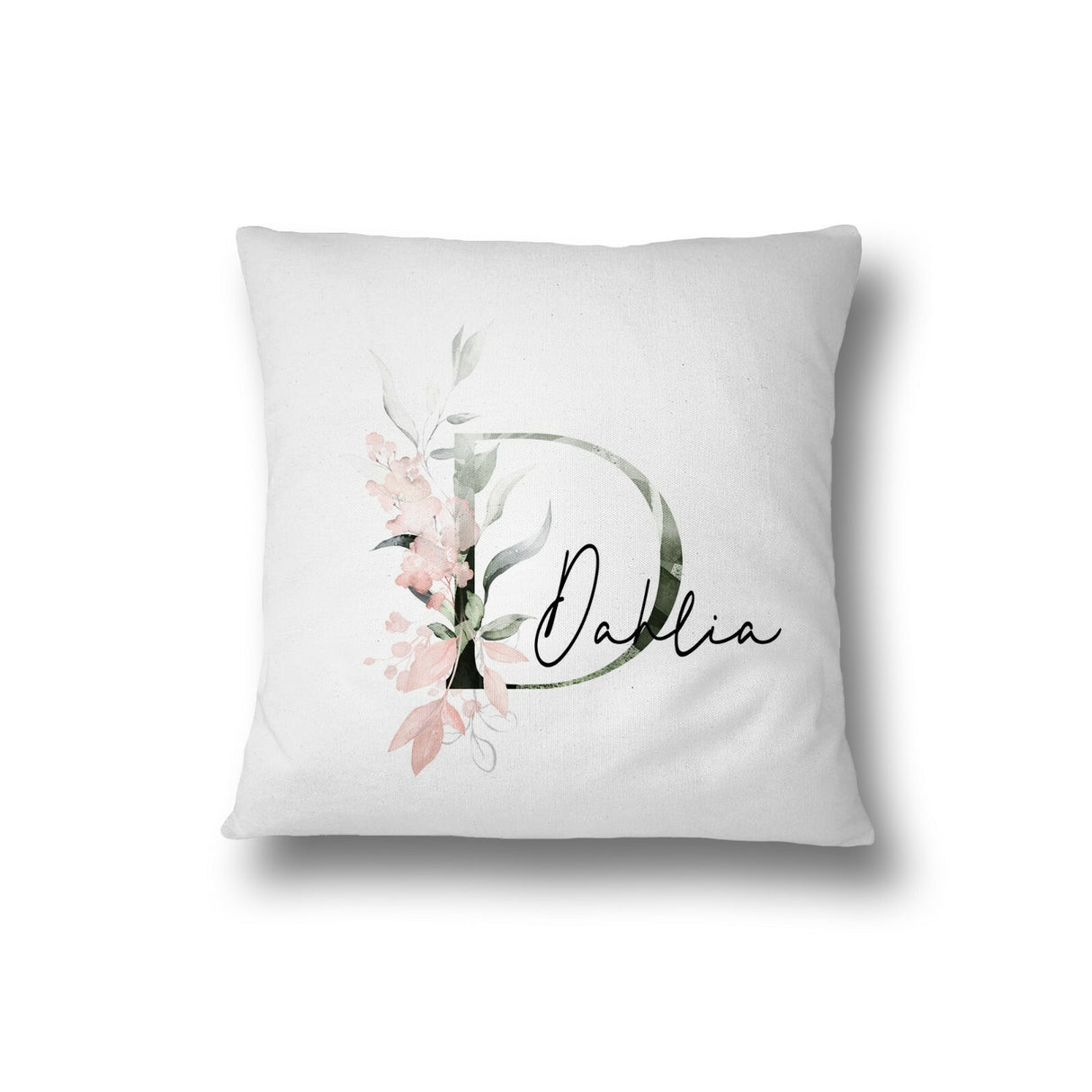 Personalised Gentle Botanical Blush Pink Initial Letter Cushion Cover Pillow