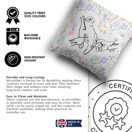 Mother's Day Gift Custom Floral Name Novelty Memory Square Filled Cushion Decor