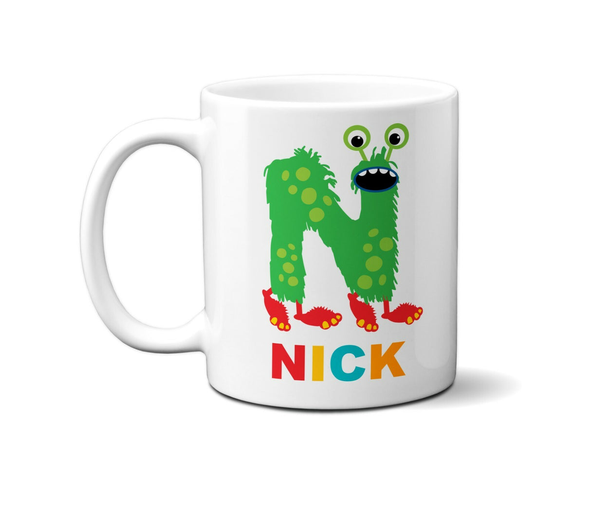 Personalised Children Monster Name Initial Letter Coffee Mug Gift 11oz Ceramic
