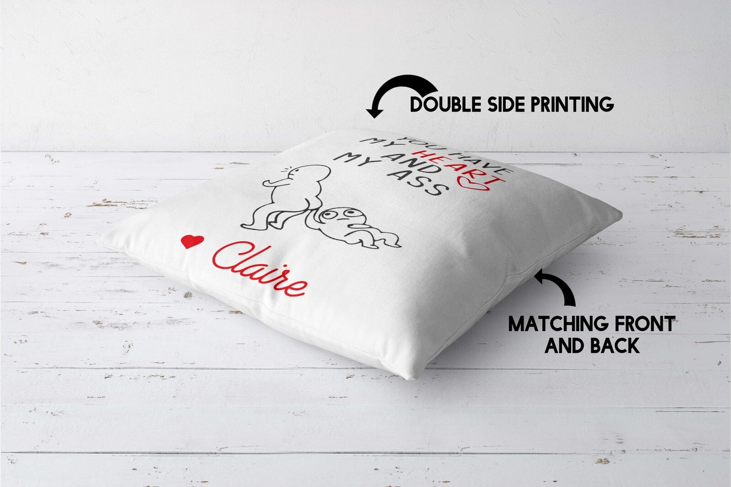 You Have My Heart Personalised Name Valentines Love Square Filled Cushion Decor