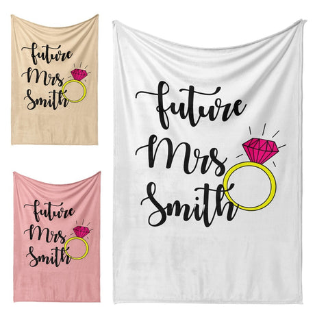 Future Mrs Fiancé Wife To Be Romantic Novelty Wedding Warm Fleece Blanket Decor