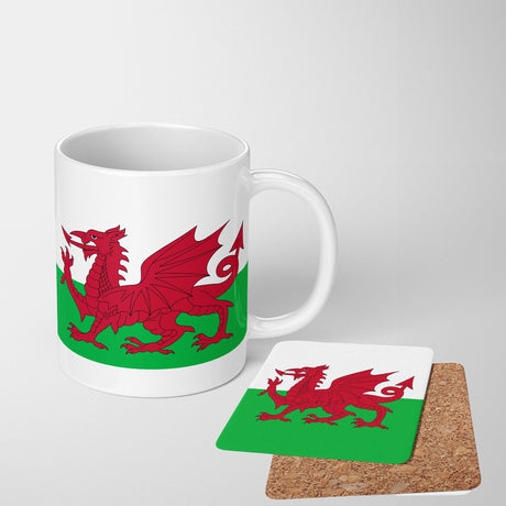 Wales Flag Welsh Dragon Custom Printed Coffee Tea Mug Coaster Gift Him Her