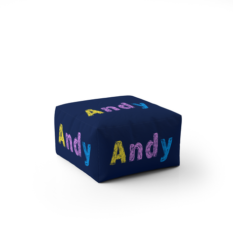 Personalised Any Name Crayon Custom Colour Ottoman Filled Pouffe Washable Cover