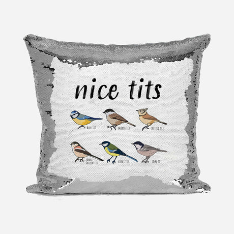 Nice Birds Bird Prank Funny Humour Sequin Magic Cushion Cover + Pillow Kids