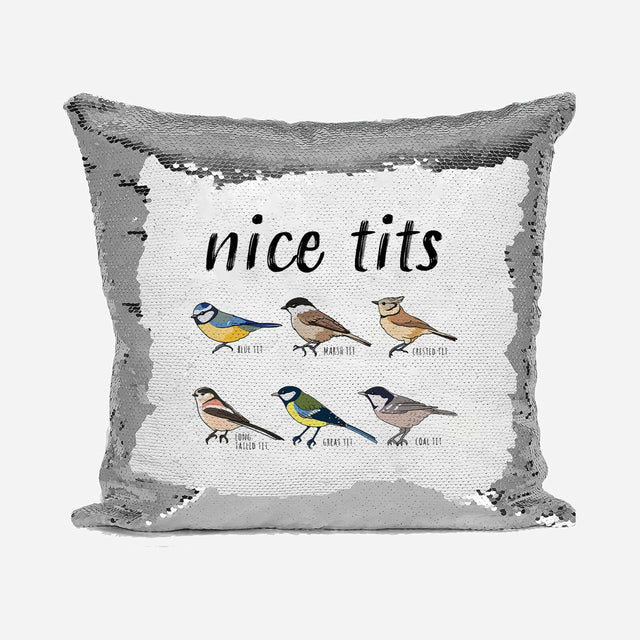 Nice Birds Bird Prank Funny Humour Sequin Magic Cushion Cover + Pillow Kids