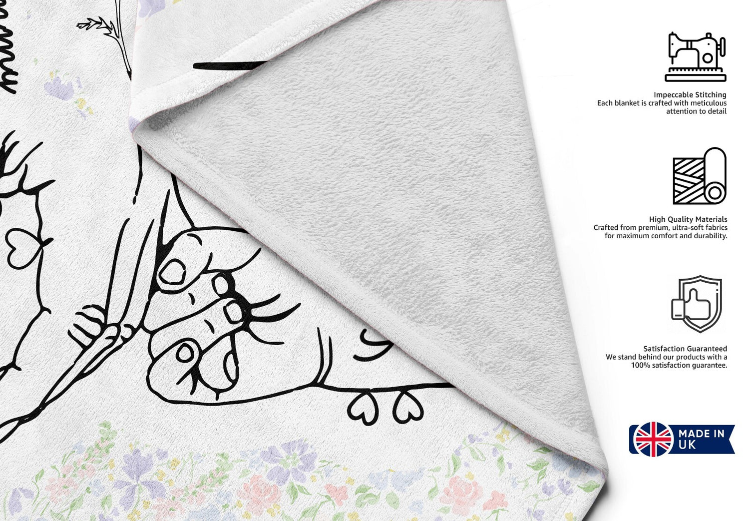 Mother's Day Custom Name Floral Soft Warm Fleece Memory Blanket Throw Decoration