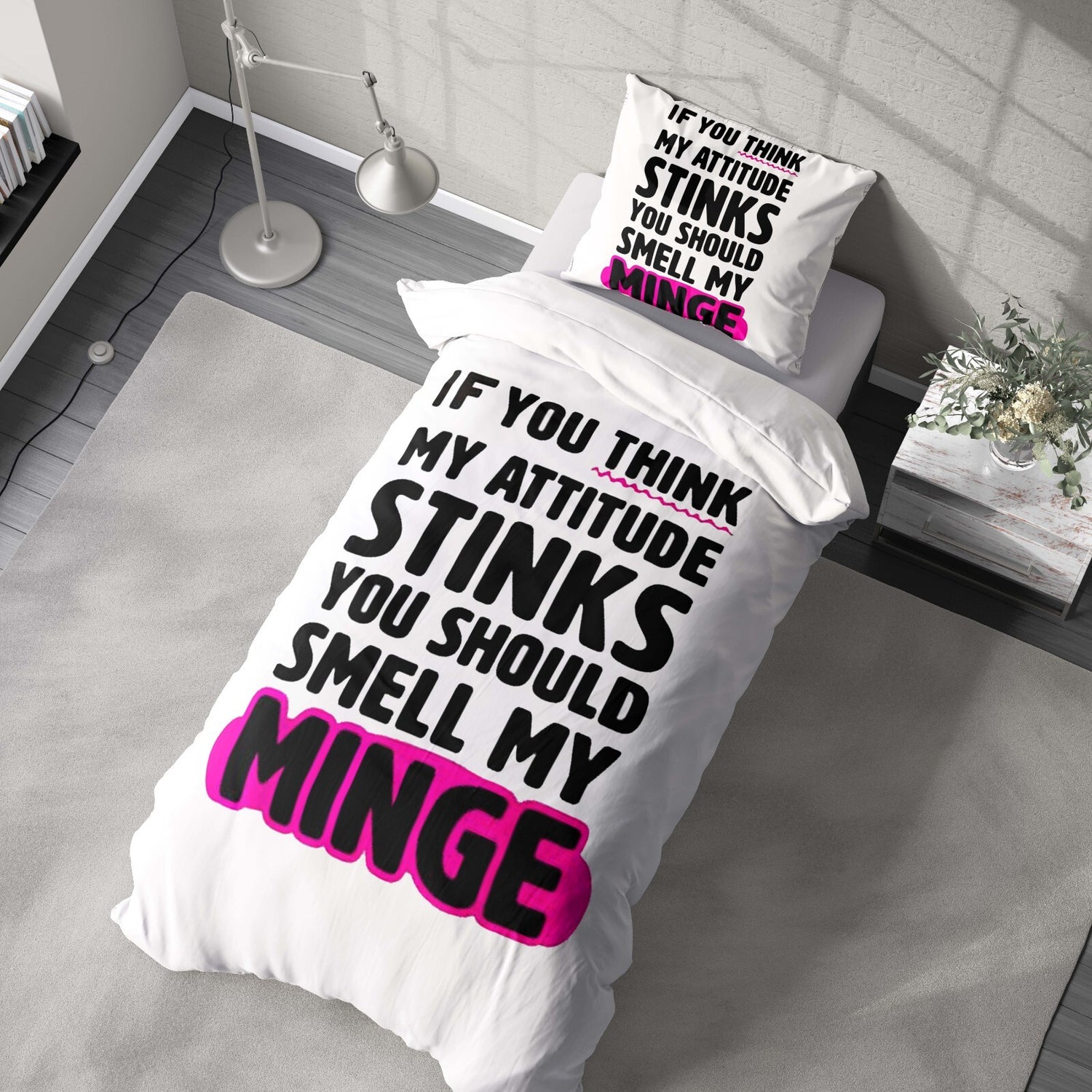 Attitude Stinks Rude Funny Any Colour Soft Single Size Novelty Bed Duvet Cover