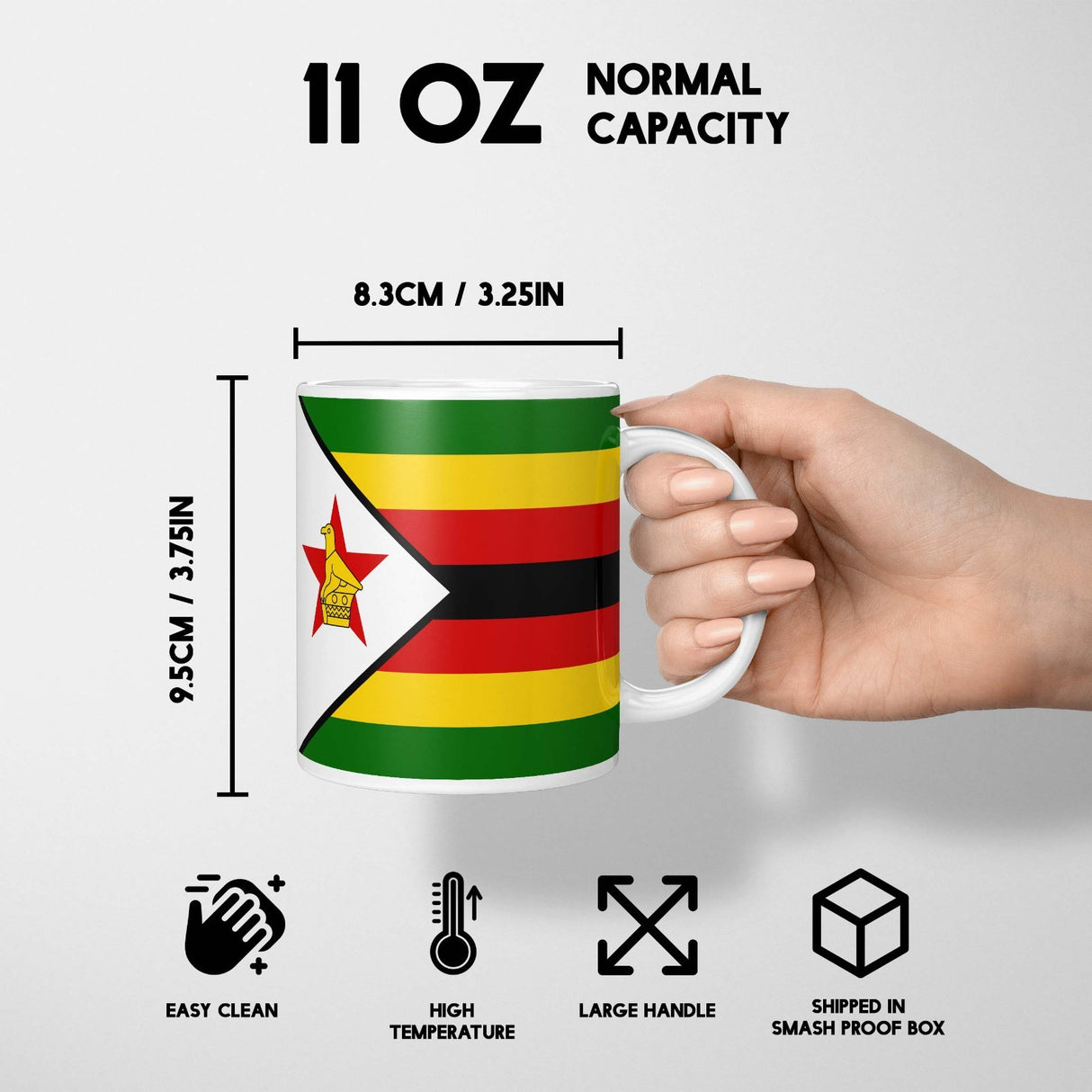 Zimbabwe Flag Patriotic Coffee Tea Mug Cup Set Coaster Home Gift Him Her Custom