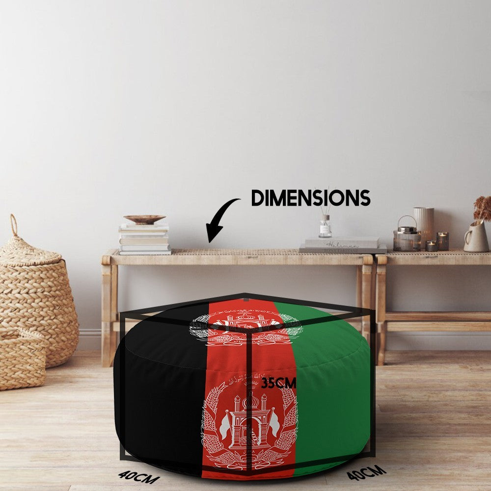 Afghanistan Flag Ottoman Filled Pouffe Footrest Washable Cover Soft Custom Gift