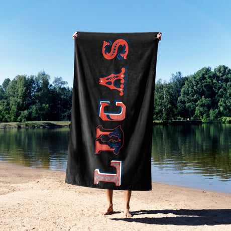 Personalise Vintage Ornament Name Custom Colour Absorbent Beach Bath Sheet Towel