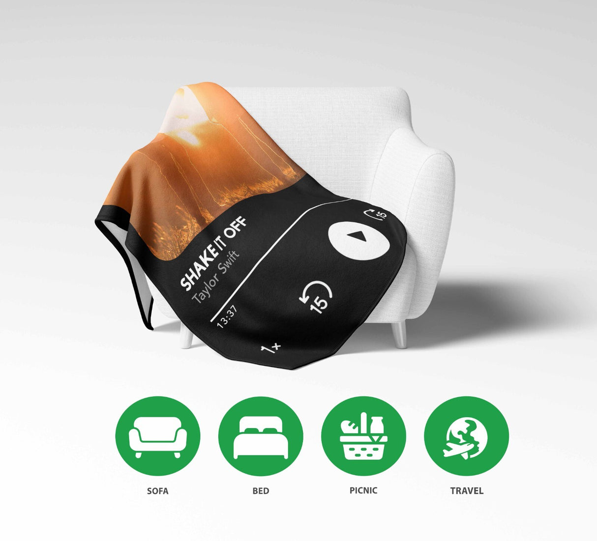 Upload Your Photo Music Player Custom Design Soft Warm Fleece Mink Blanket Decor