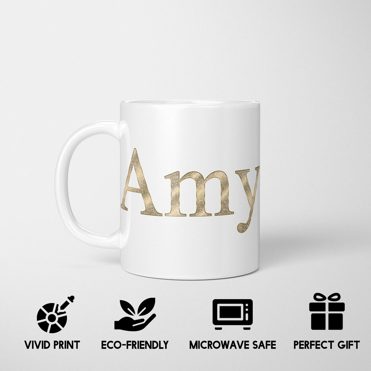 Personalised Any Name Vector Golden Alphabet Coffee Tea Mug Coaster Gift Him Her