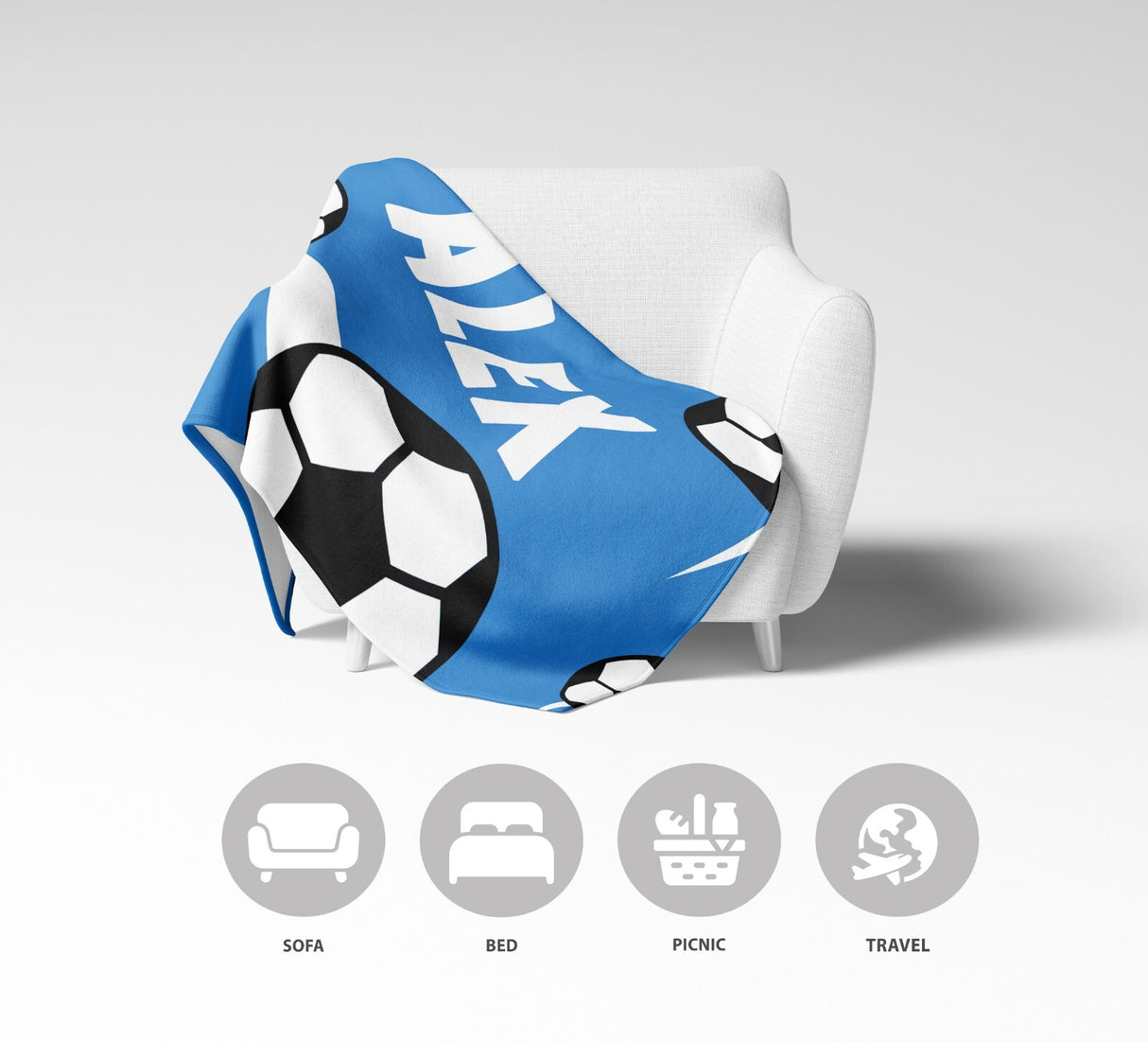 Personalised Custom Name Football Strike Soft Warm Fleece Blanket Decoration