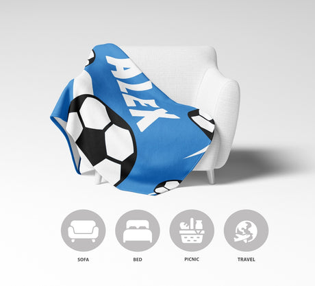 Personalised Custom Name Football Strike Soft Warm Fleece Blanket Decoration