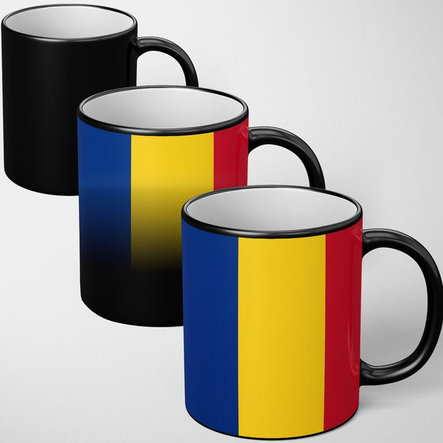 Romania Flag Design Tea Coffee Gift Heat Sensitive Magic Colour Changing Mug