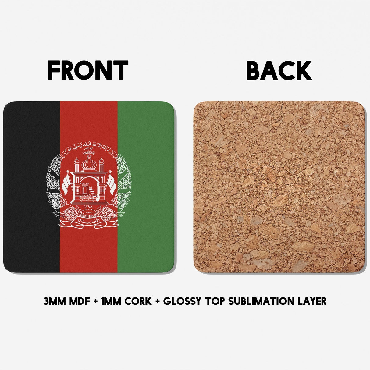 Afghanistan Flag Patriotic Coffee Tea Mug Cup Set Coaster Gift Him Her Custom