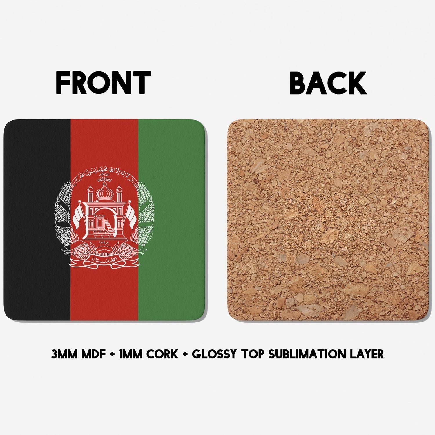 Afghanistan Flag Patriotic Coffee Tea Mug Cup Set Coaster Gift Him Her Custom