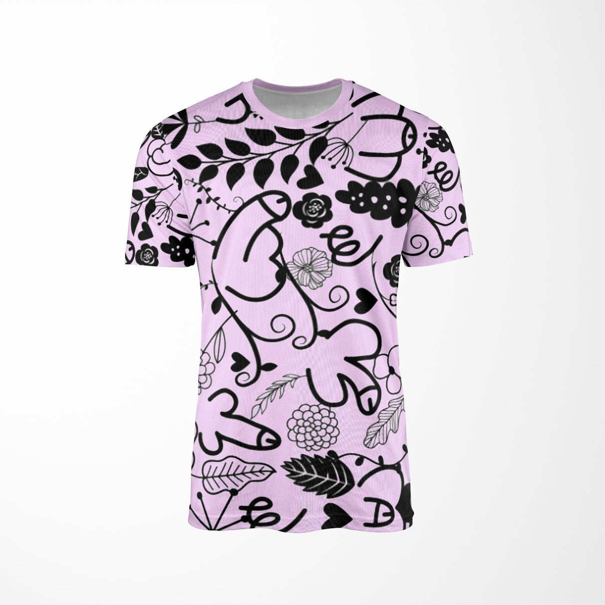 Personalised Floral Willy Pattern Custom Printed T-Shirt Choose Colour Unisex