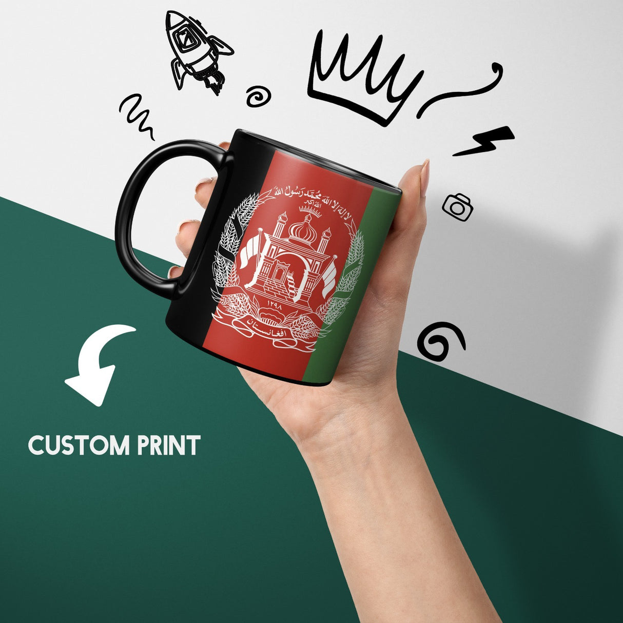 Afghanistan Flag Design Tea Coffee Gift Heat Sensitive Magic Colour Changing Mug