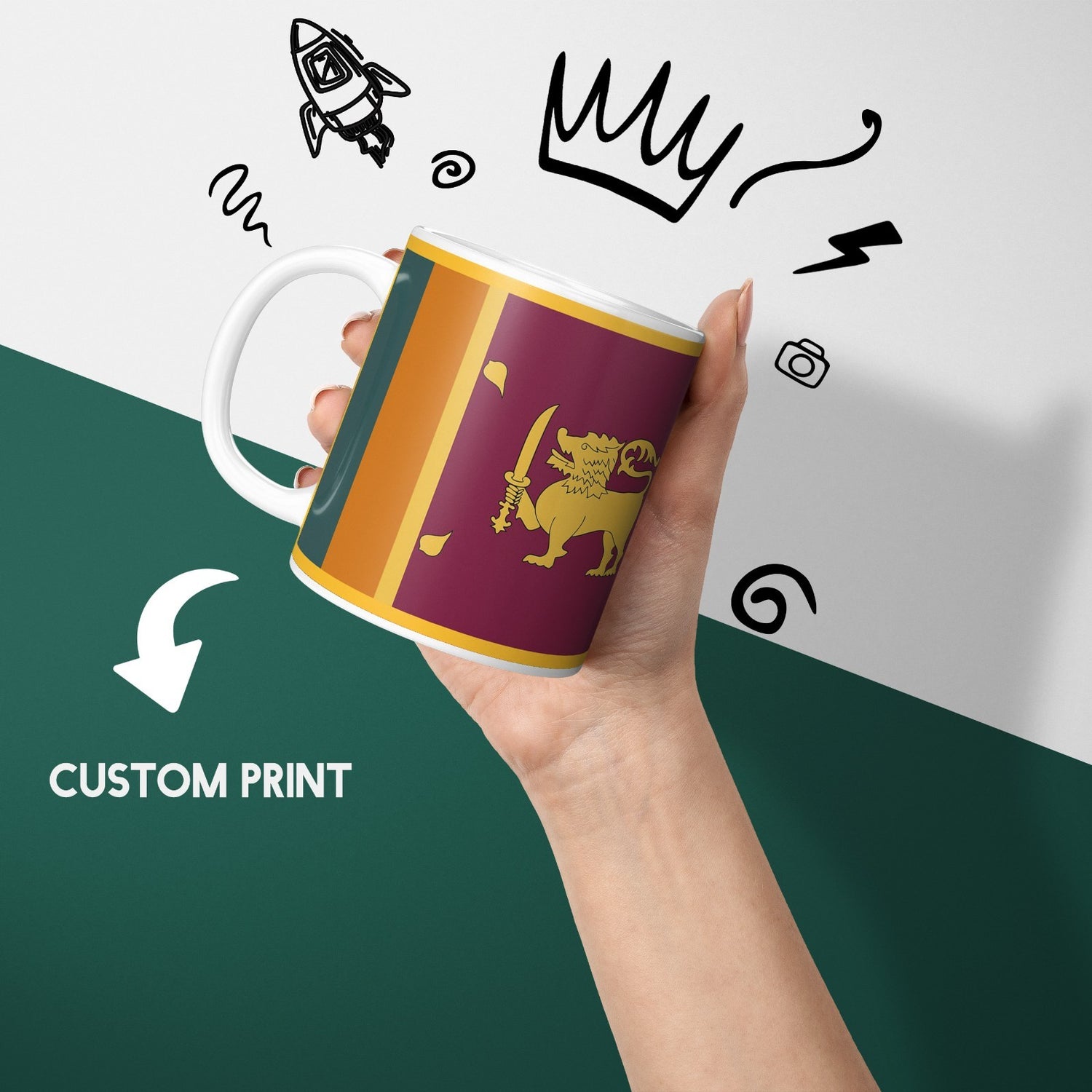 Sri Lanka Flag Design Coffee Tea Mug Cup Set Coaster Gift Him Her Custom Made