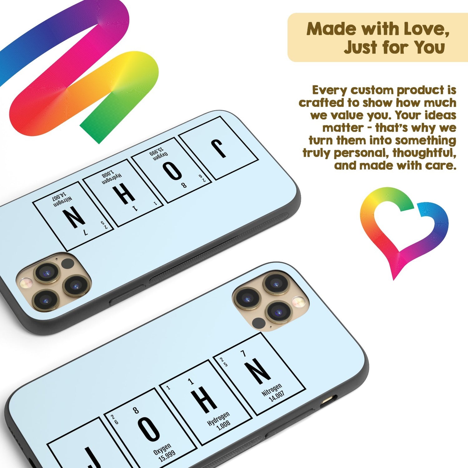Science Chemistry Alphabet Name Personalised Custom - Printed iPhone Black Case
