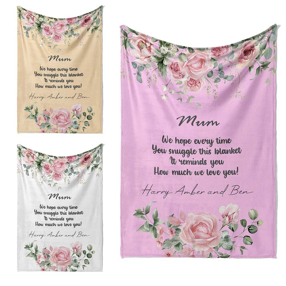 Mum We Hope Every Time Mother's Day Warm Fleece Memory Blanket Throw Decoration