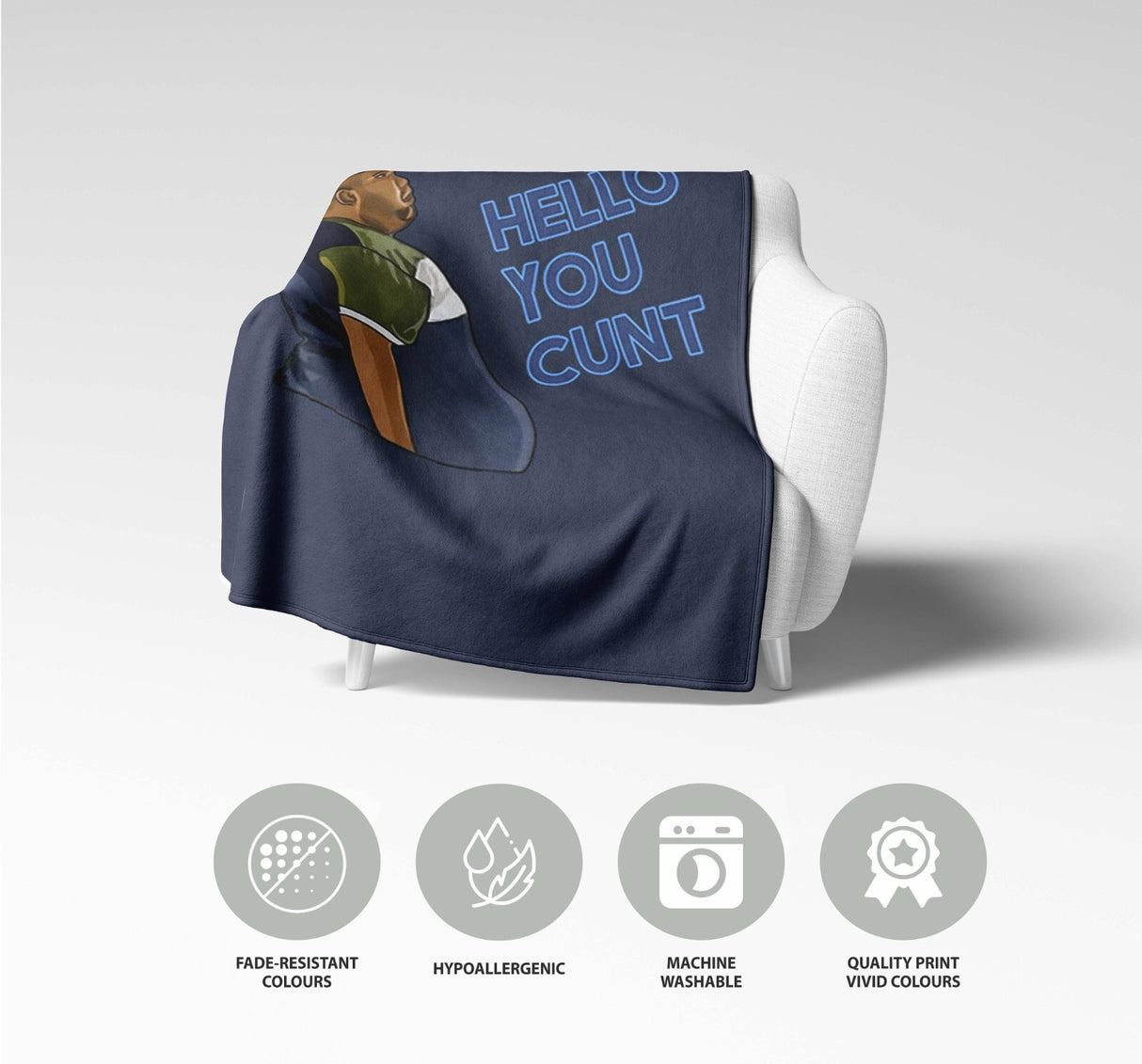 Harvey Hello You C*nt Funny Cheeky Novelty Joke Soft Warm Fleece Blanket Decor