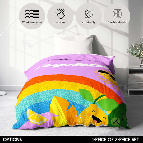 Personalised Custom Name + Colour Summer Single Bed Duvet Cover + Pillowcase