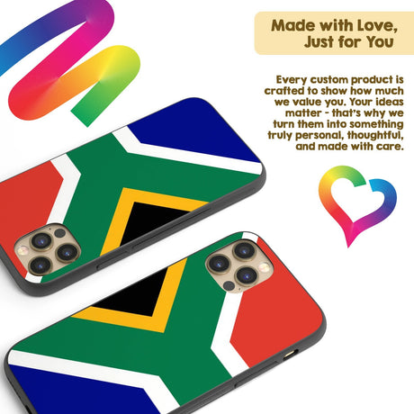 South Africa Flag SA Printed iPhone Case Black TPU Cover Protector Custom Gift