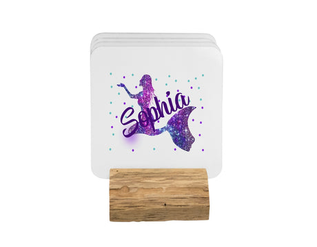 Personalised Name Mermaid Galaxy Coffee Tea Mug Gift 11oz Mug + Coaster