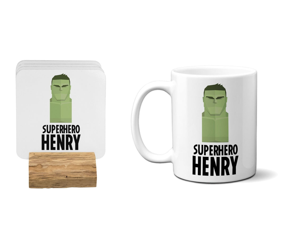 Superhero Personalised Name Kids Tea Coffee Drink Mug Gift Mug Set Coaster Cup