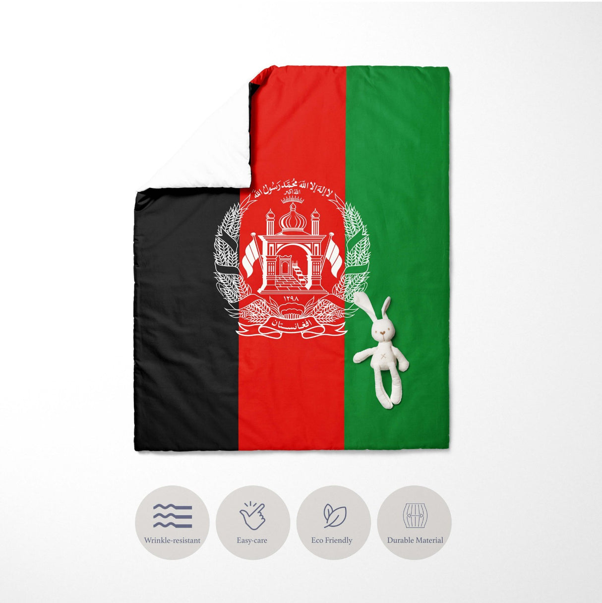 Afghanistan Flag Cot Bed Duvet Cover Toddler Pillowcase Design Gift Custom Cosy