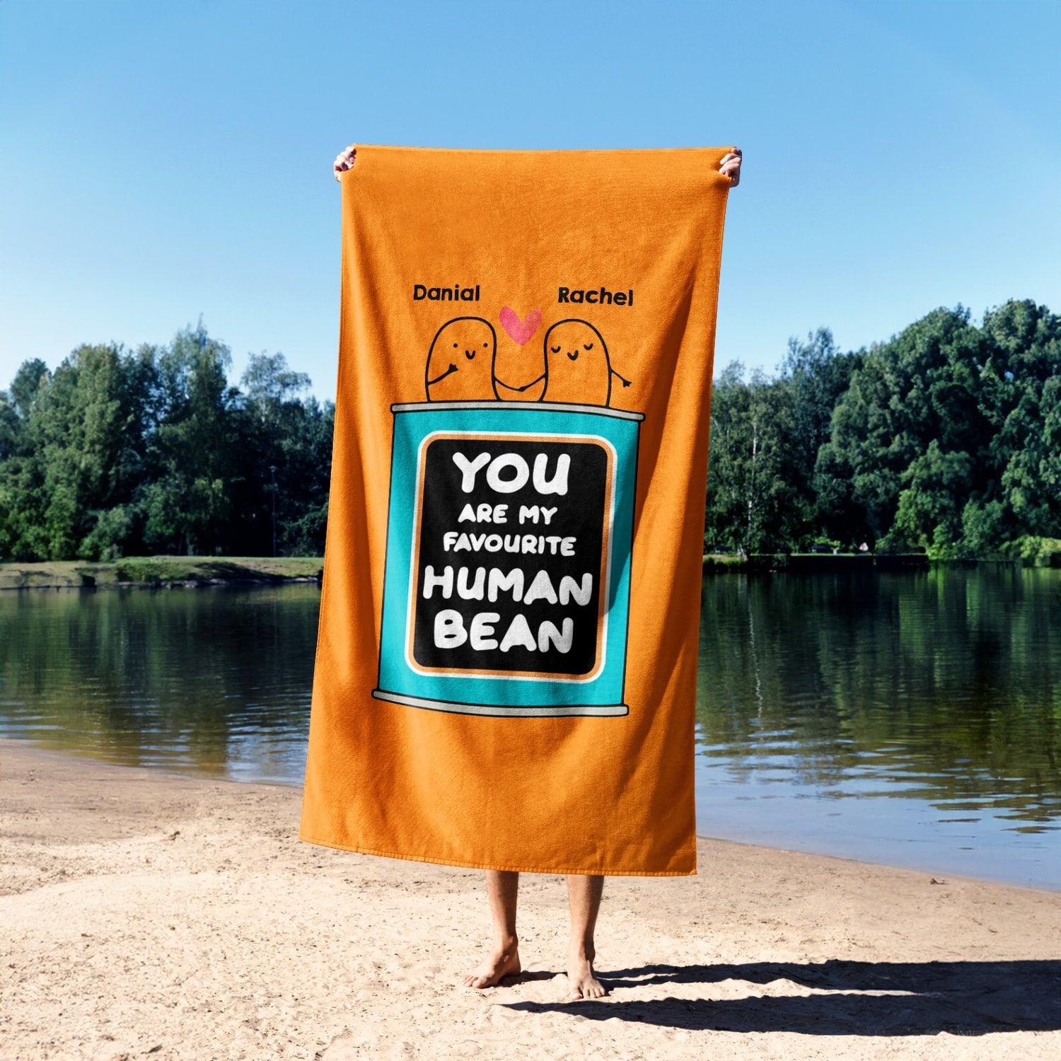 Personalised My Favourite Human Bean Name Cute Absorbent Beach Bath Sheet Towel
