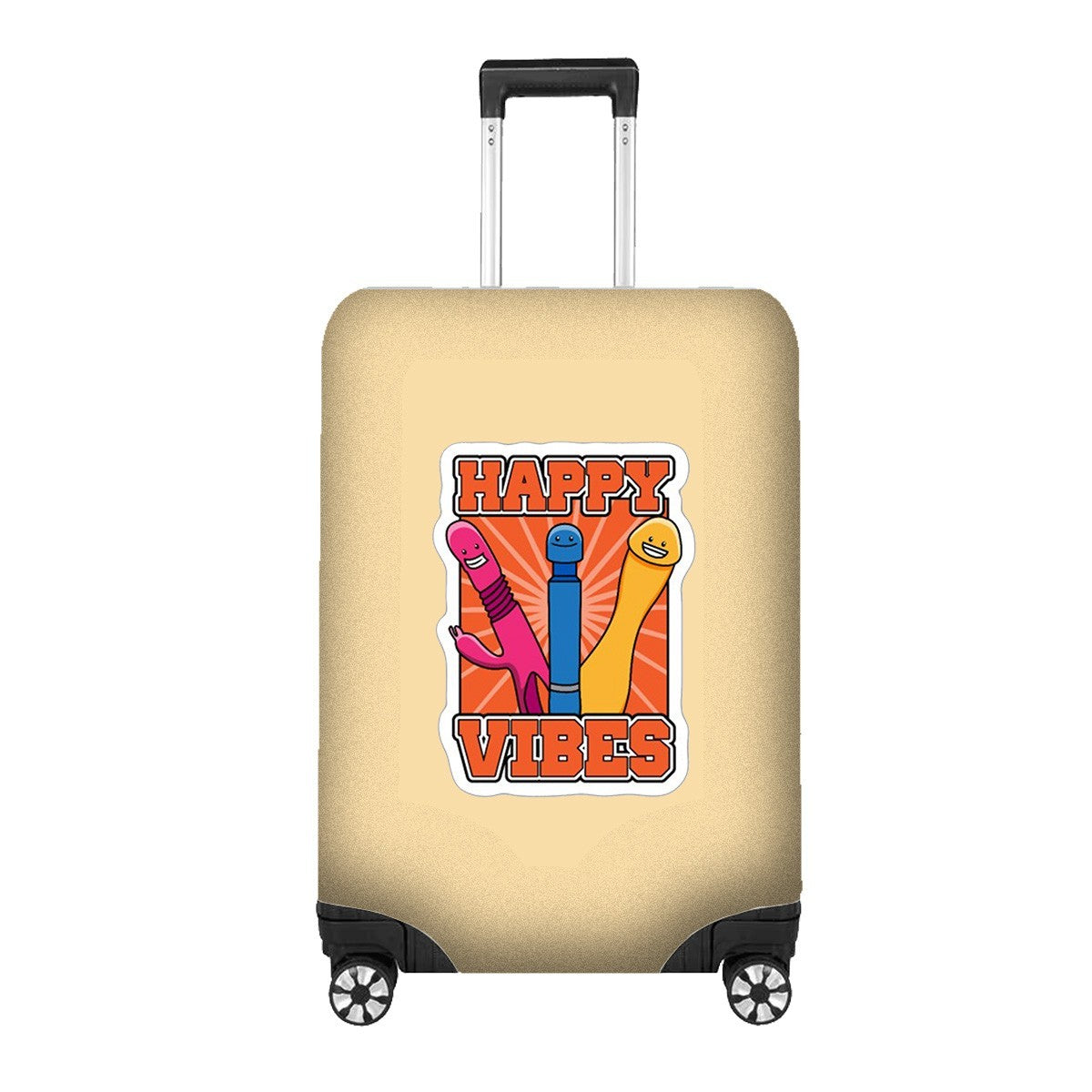 Happy Vibes Rude Funny Custom Luggage Cover Gift Personalised Suitcase Protector