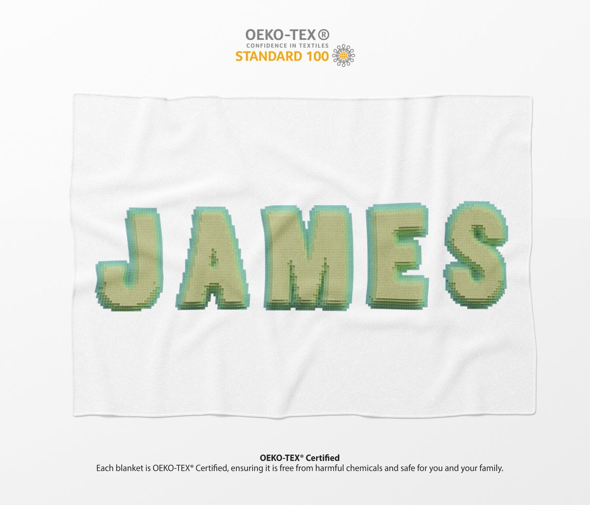 Personalised Any Name Bold Pixel 3D Novelty Soft Fleece Mink Blanket Gift Decor