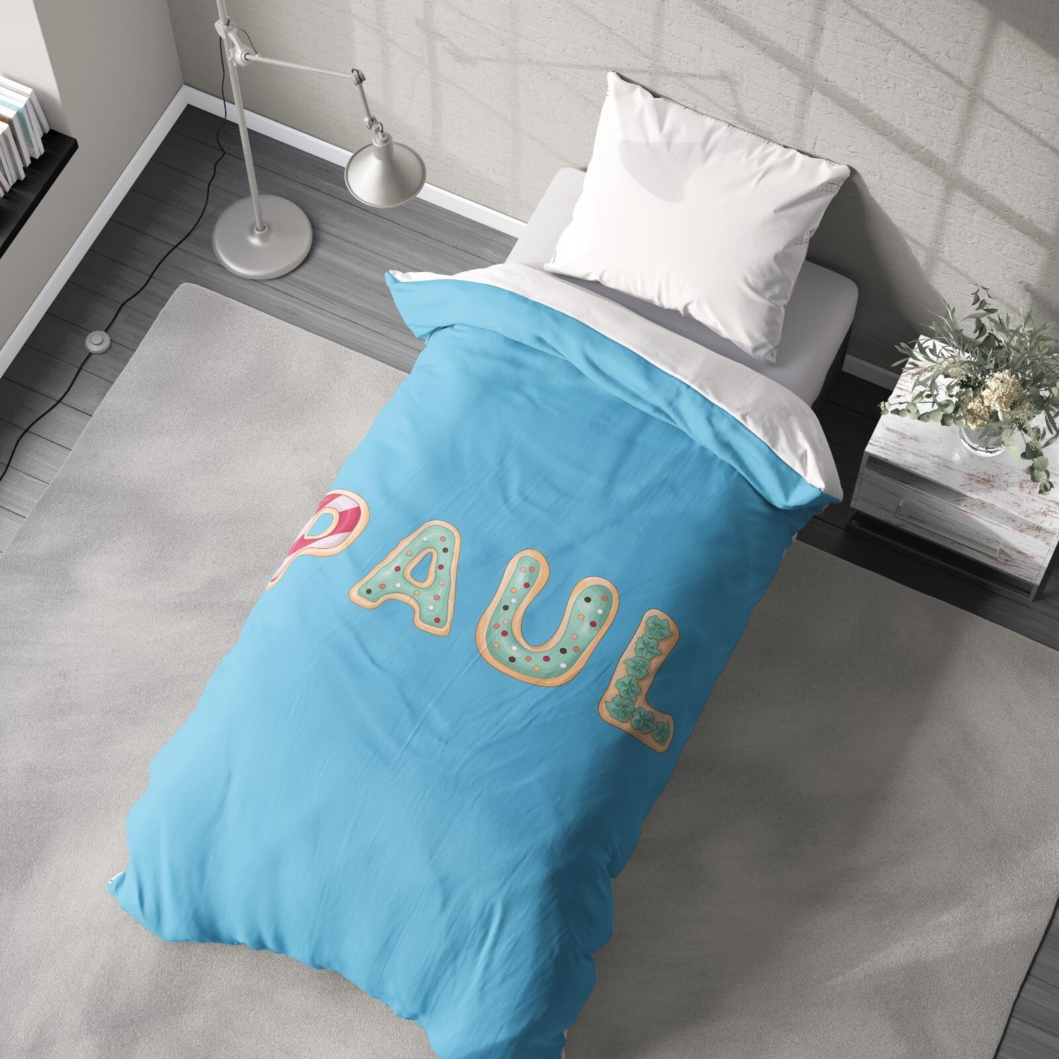 Personalised Any Name Cookie Alphabet Soft Single Size Novelty Bed Duvet Cover
