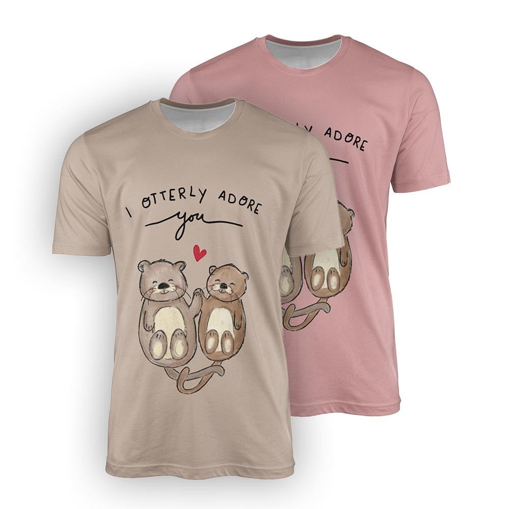 I Otterly Adore You Personalised Funny T-Shirt Custom Print Unisex Choose Colour