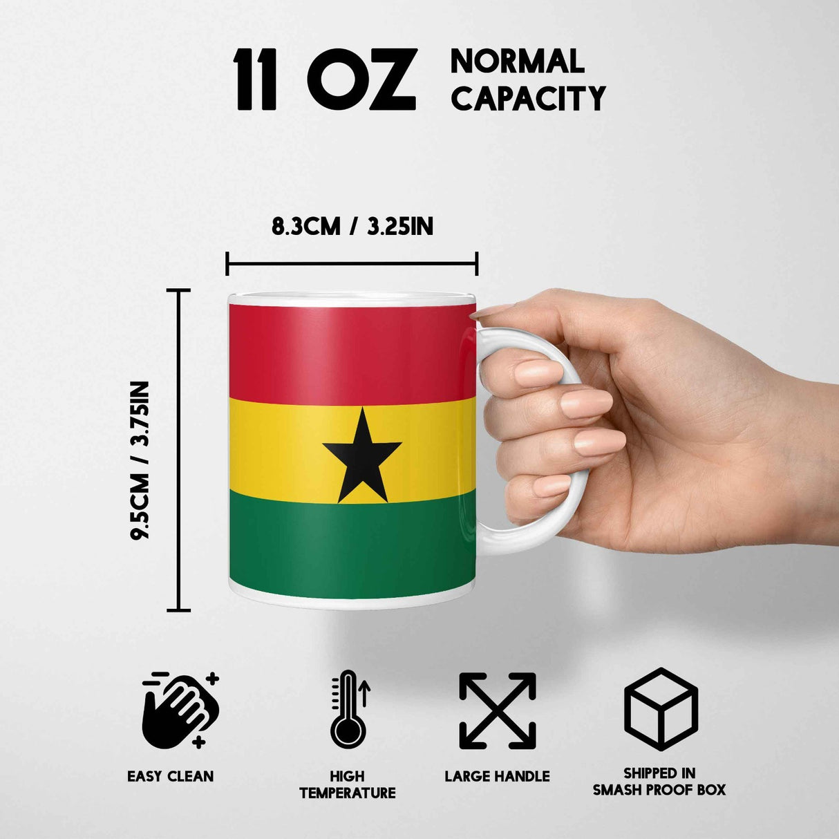 Ghana Flag Ghanaian Patriotic Coffee Tea Mug Cup Set Coaster Gift Him Her Custom