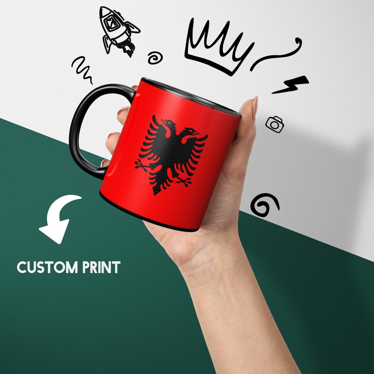 Albania Flag Patriotic Tea Coffee Gift Heat Sensitive Magic Colour Changing Mug