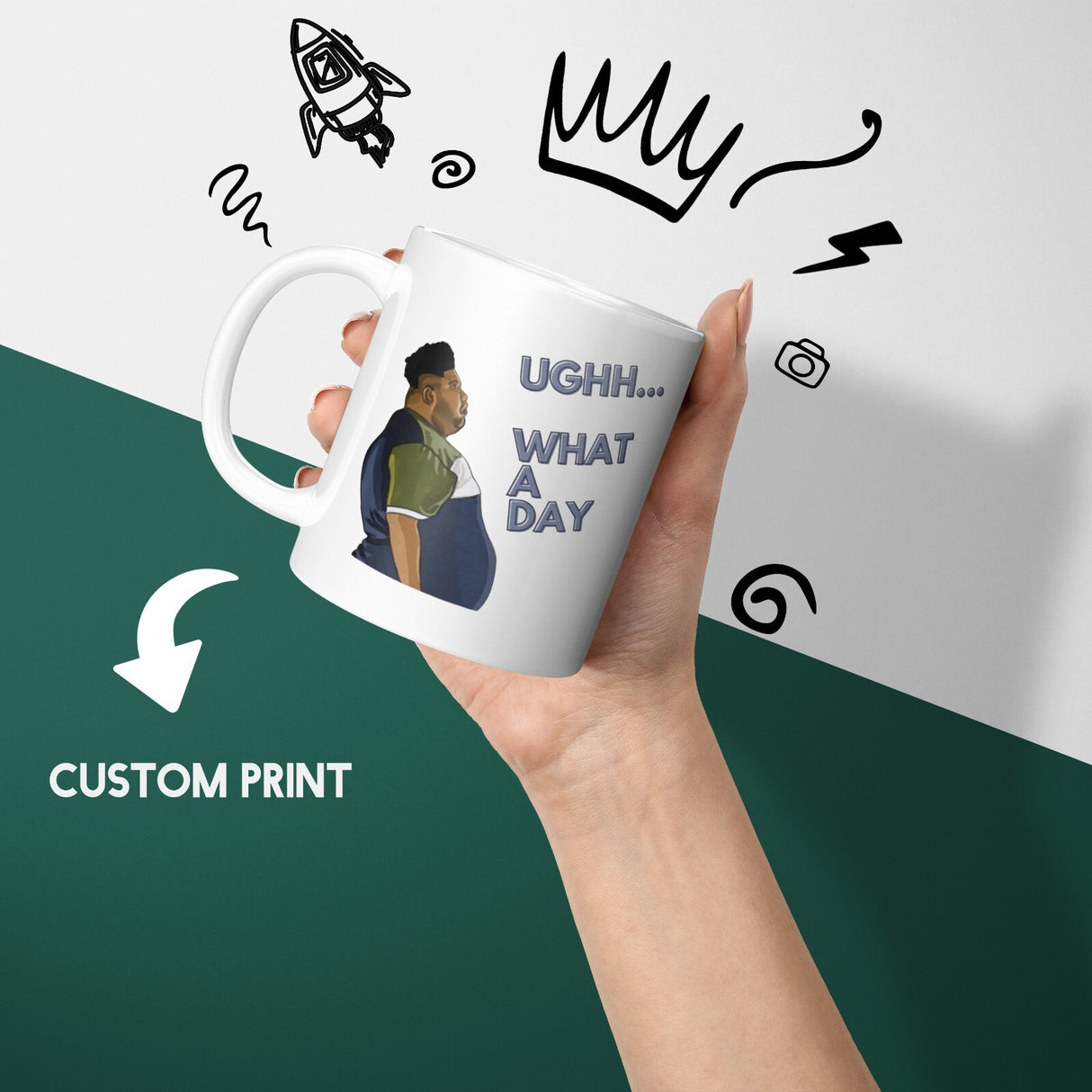 Harvey What A Day Rude Funny Cheeky Gift Coffee Tea Mug + Coaster Option Him Her