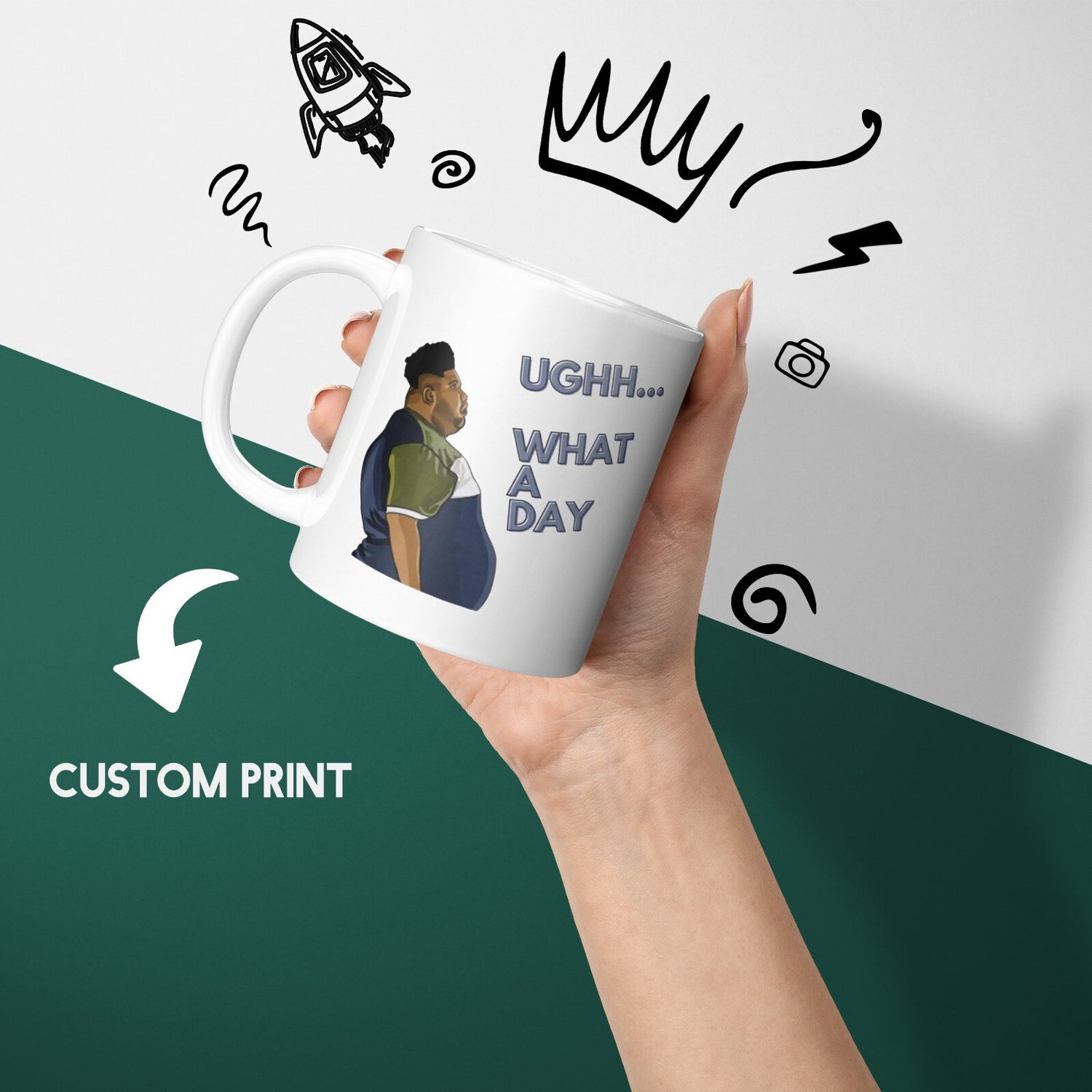 Harvey What A Day Rude Funny Cheeky Gift Coffee Tea Mug + Coaster Option Him Her