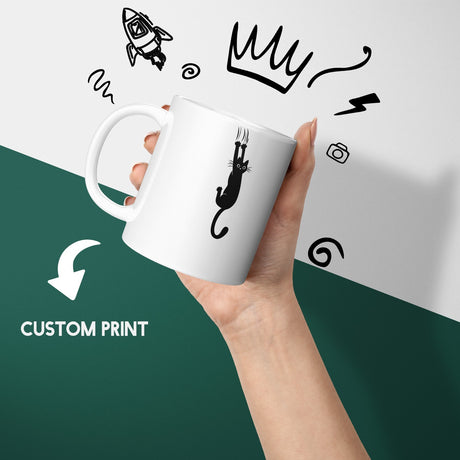 Black Cat Slipping Novelty Custom Coffee Tea Mug Coaster Set Option Gift Him Her